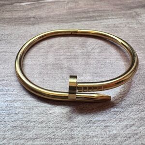 Nail Bangle Bracelet Gold Tone Stainless Steel Fashion Jewelry NWOT